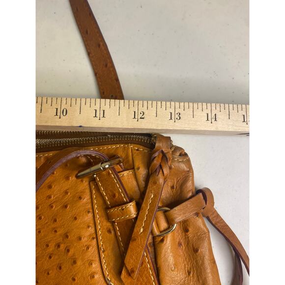 Dooney & Bourke Brown Ostrich Leather Shoulder Bag Large Boho Hobo Caramel - Picture 13 of 15